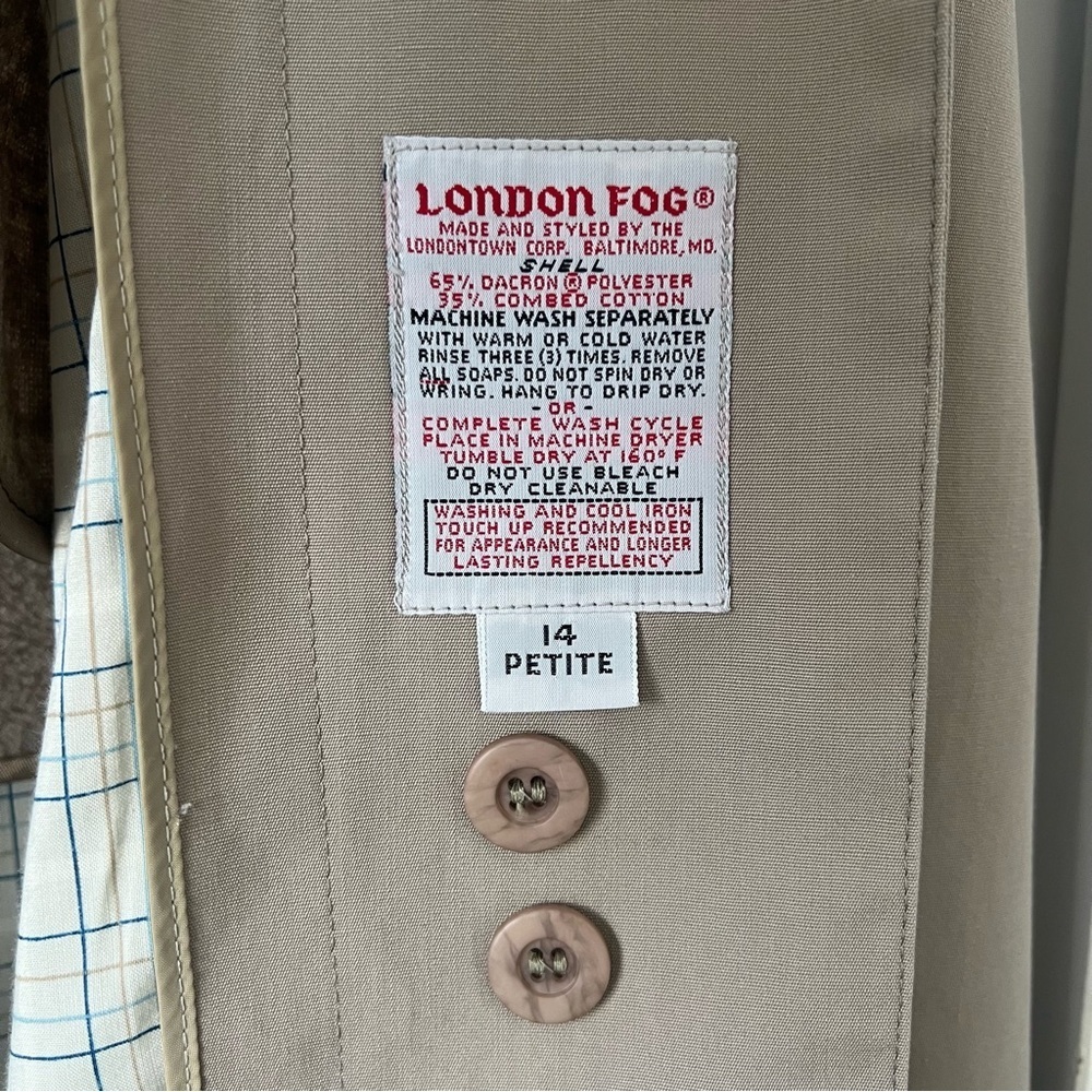 Vintage London Fog Mac Trench Coat - Size 14P - Old Money Light Academia Preppy - Picture 8 of 11